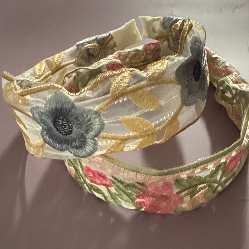 Floral Embroidered Headband Set